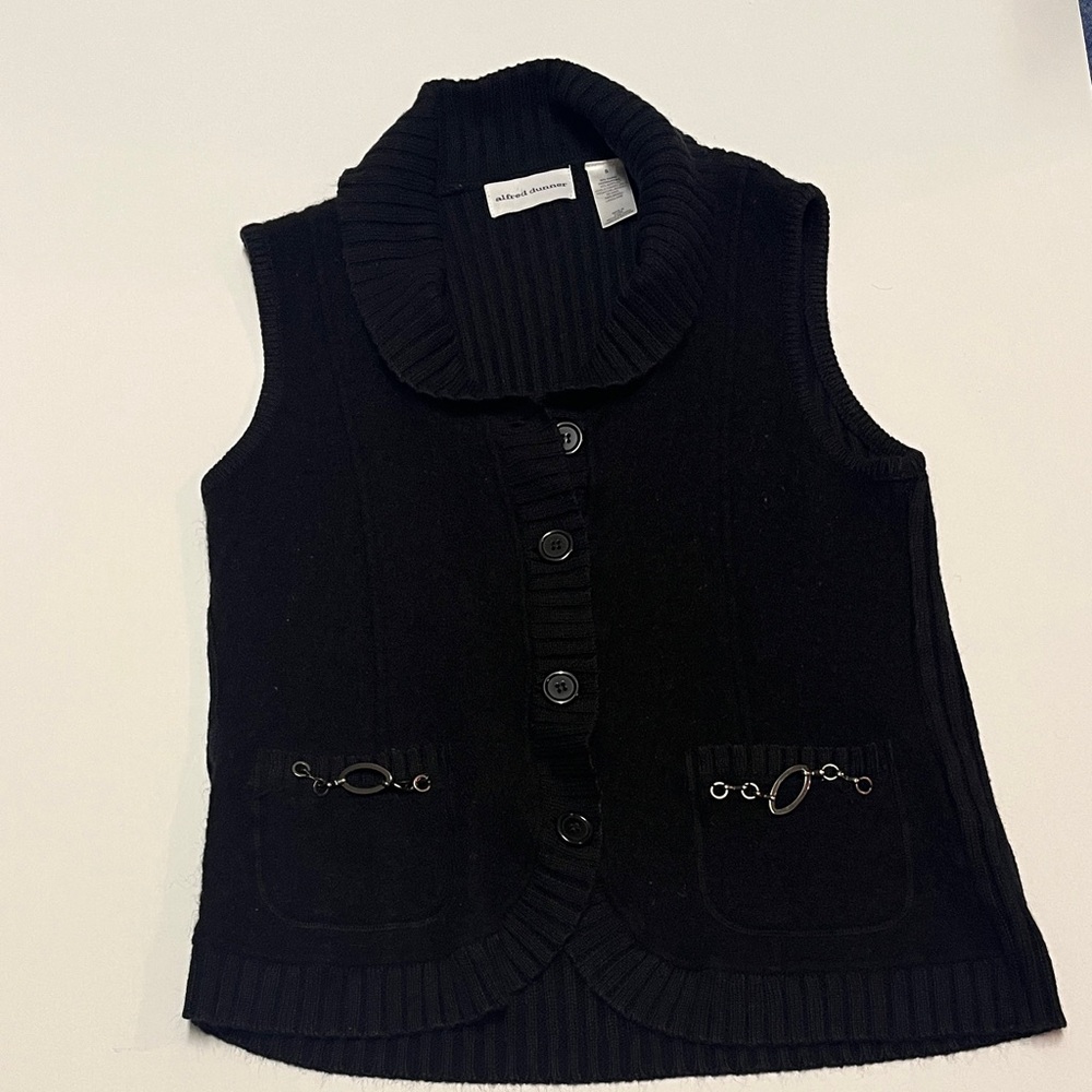 Alfred Dunner Black Knit Vest